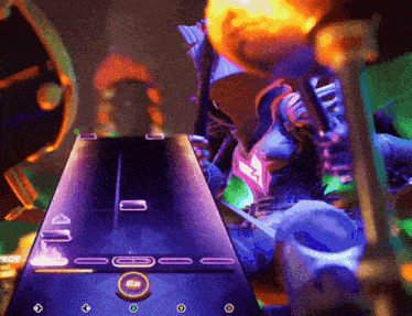 a person playing a video game with a button that says " run "