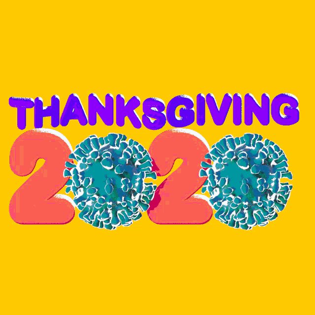 a yellow background with the words thanksgiving 2020 written in purple