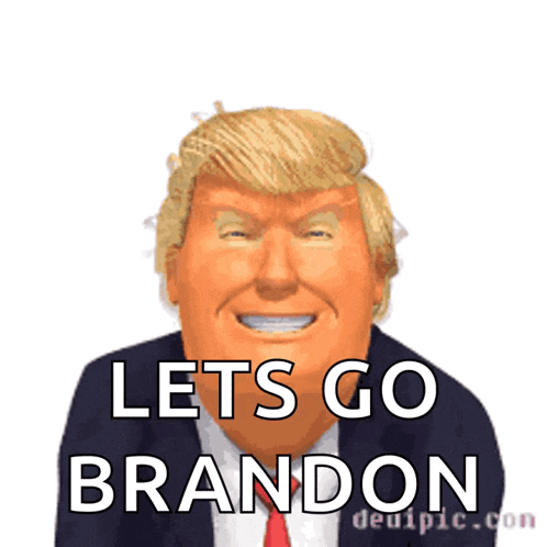 a cartoon of donald trump with the words let 's go brandon