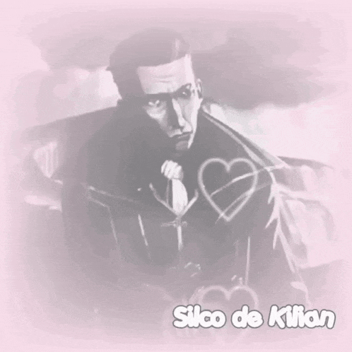 a black and white drawing of a man with the name silco de kilian below it