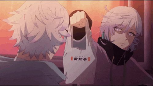 a cartoon character is holding a bag that says ' sushi ' on it