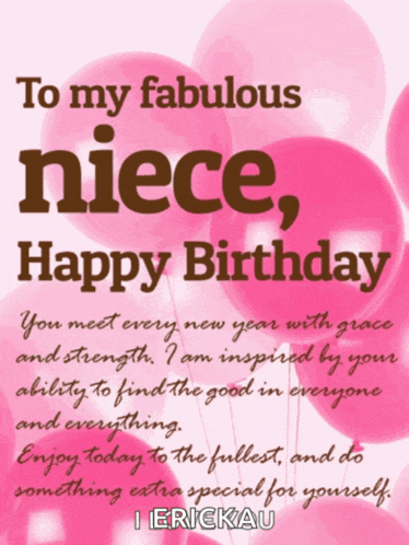 a birthday card for a niece with pink balloons and the words to my fabulous niece happy birthday