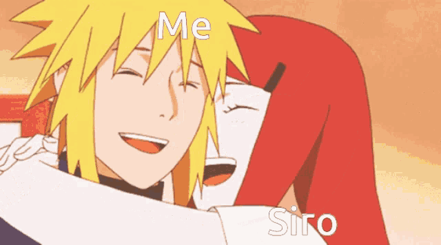 a cartoon of a boy and a girl hugging with the words me and siro written on the bottom