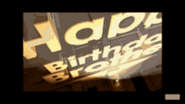 a sign that says happy birthday on it in yellow