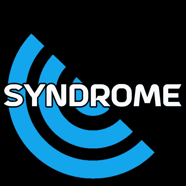 a blue and white logo that says syndrome on it