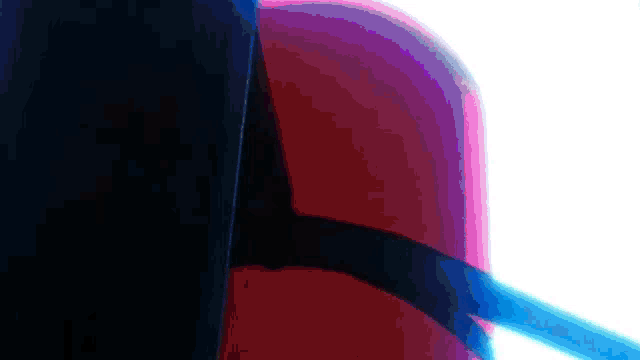 a close up of a red and blue object with a blue stripe