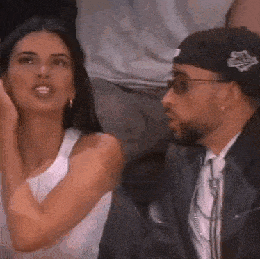 Kendall Jenner Bad Bunny GIF - Kendall Jenner Bad Bunny Whispering GIFs