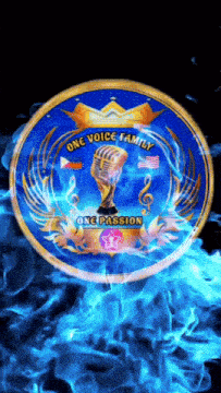 a logo for the one voice family with a microphone