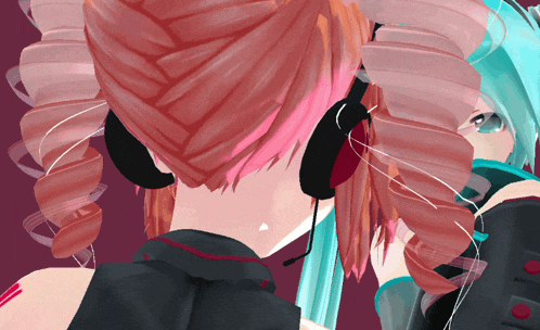 a close up of a girl wearing headphones