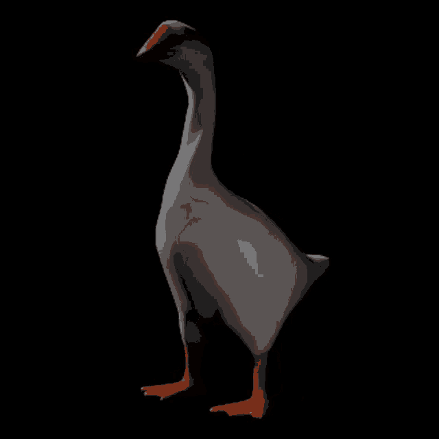 a 3d rendering of a goose with orange legs