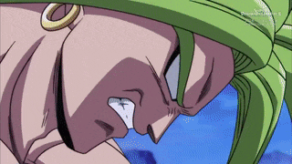 a close up of a cartoon character with green hair and a gold ring on his ear