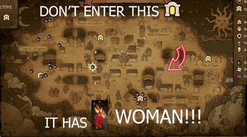 a map with the words " do n't enter this " and " it has woman " on it