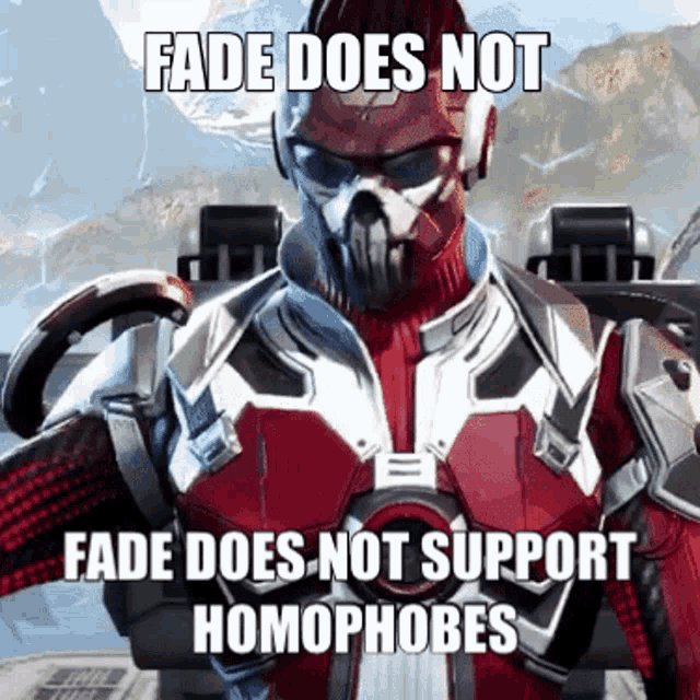 a video game character says fade does not fade does not support homophobes ..