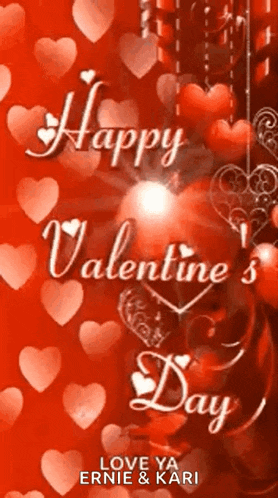 a red background with hearts and the words `` happy valentine 's day '' .