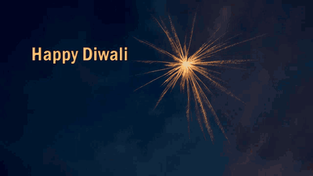a happy diwali card with a firework display