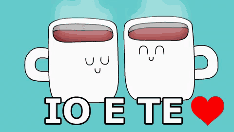 two cups with faces on them and the words io e te