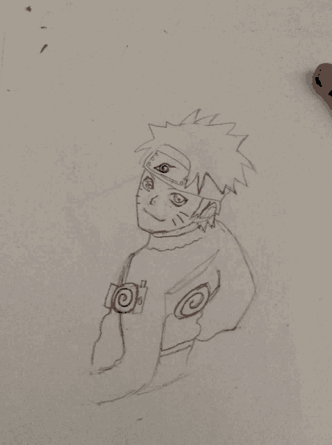 a black and white drawing of a boy with a swirl around his waist