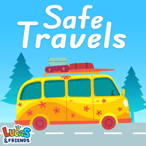 a lucas and friends poster with a yellow van on it
