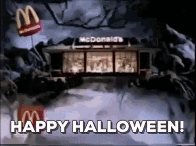 a mcdonald 's advertisement says happy halloween