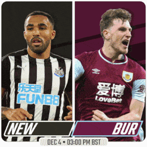 two soccer players one from newcastle and one from bur