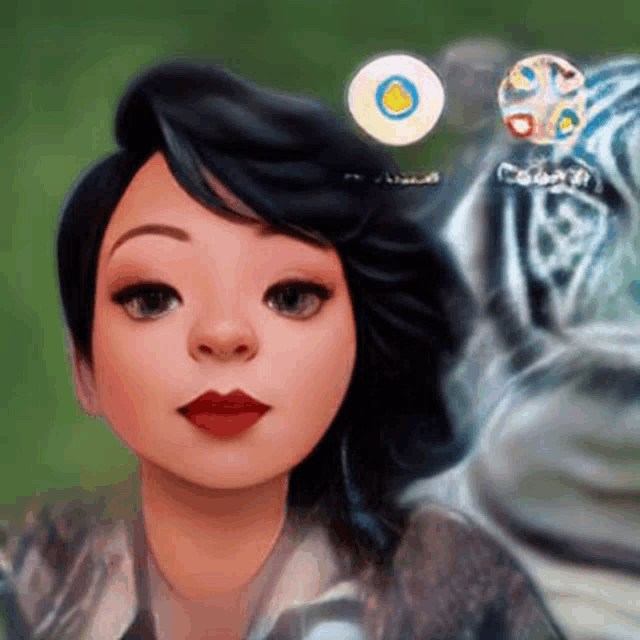 a painting of a woman with a butterfly on her head