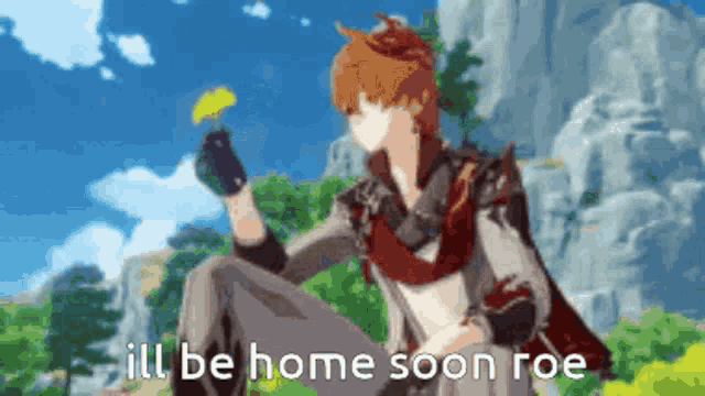 a man in a video game is sitting on the ground holding a yellow flower .