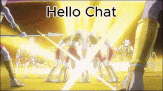 a group of people standing in a circle with the words hello chat written above them