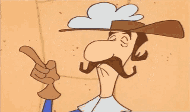 a cartoon of a man with a hat and a mustache
