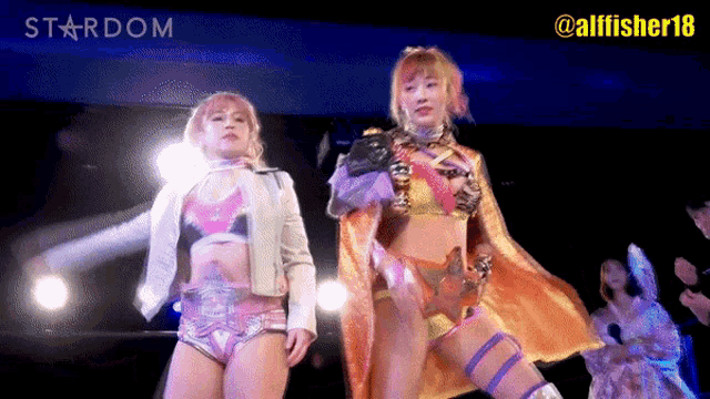 two female wrestlers in a stardom advertisement