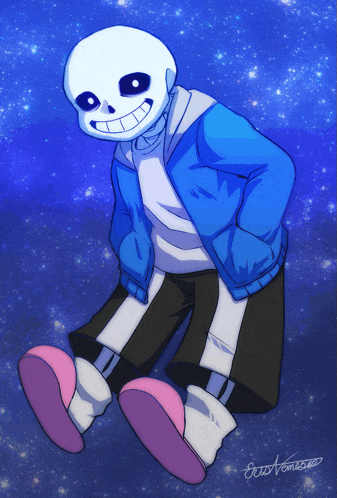 a drawing of a skeleton in a blue jacket with the name scott on it