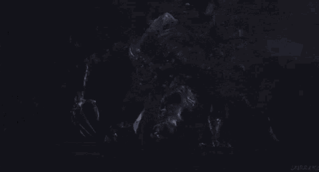 a painting of a monster in the dark with a watermark that says ' skyscraper '