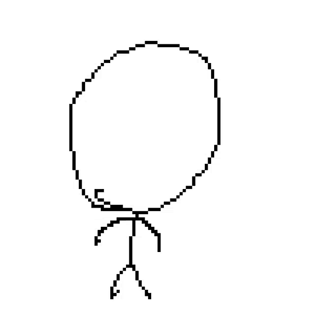 a pixel art of a stick figure with an angry face