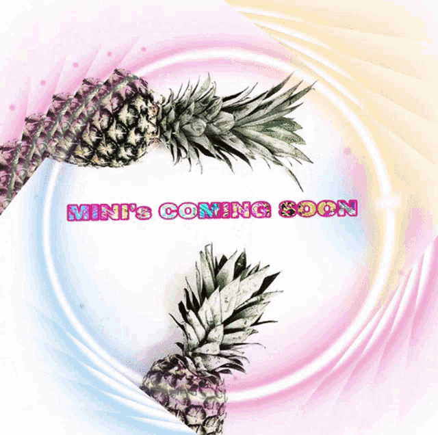 a pineapple with the words mint 's coming soon written on it