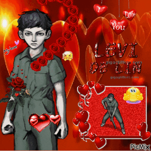 a picture of a boy with hearts around him and the words love you levi oblin