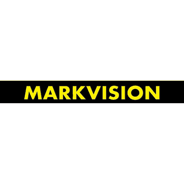 a black and yellow logo for a company called markvision