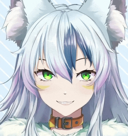 a close up of a anime character with a collar around her neck