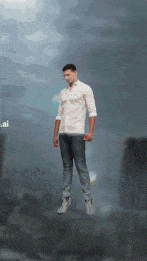 a man in a white shirt is floating in the air