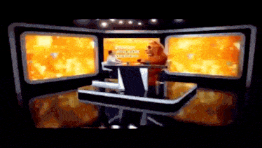 a cartoon lion is sitting at a desk in front of a screen that says ' enrique rodriguez delgado '