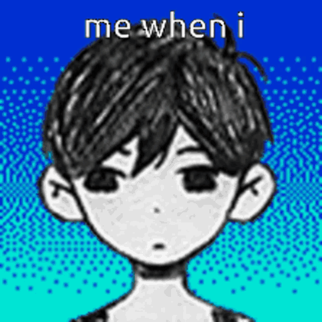 a black and white drawing of a boy with the words `` me when i '' written on the bottom .