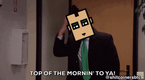 a man in a suit and tie says " top of the mornin ' to ya ! "