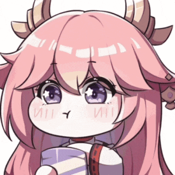 a cartoon girl with pink hair and horns is holding a cup of milk