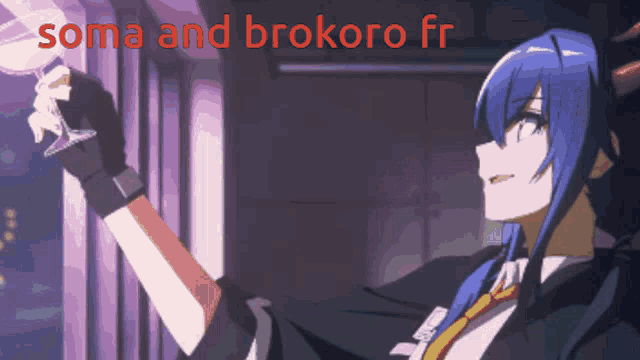 a cartoon of a girl holding a wine glass with the words soma and brokoro fr written above her