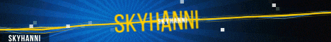 a blue and yellow background with the word skymanni in yellow