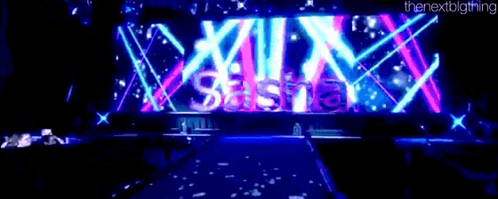 the word sasha is displayed on a screen