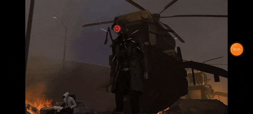 a screenshot of a video game shows a helicopter in the background