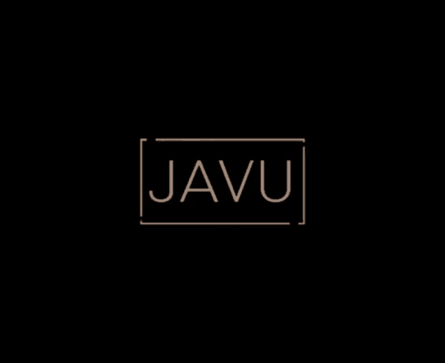 a logo for a company called javu is shown on a black background .
