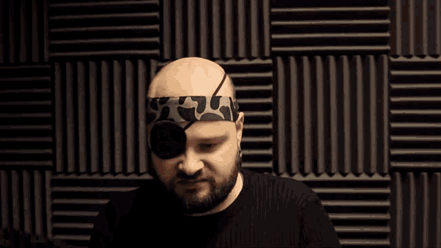 a bald man wearing a headband with the letter u on it holds a pair of cat ears