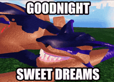 a picture of a shark with the words goodnight sweet dreams above it