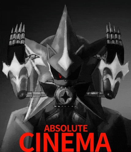 a poster for absolute cinema shows a metal sonic character