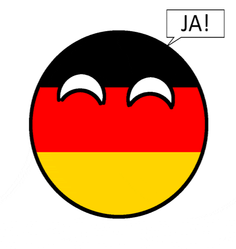 a german flag smiley face with a speech bubble that says ja